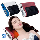 Almofada massageadora elétrica para pescoço com função de aquecimento em azul e vermelho