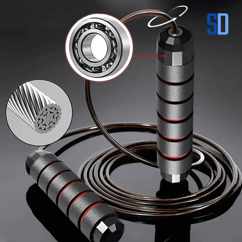 Corda de Pular Fitness de Aço – Ajustável e Antiemaranhado