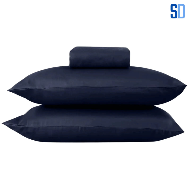 Jogo de Cama Casal Azul Marinho 3 Peças com Elástico e Fronhas