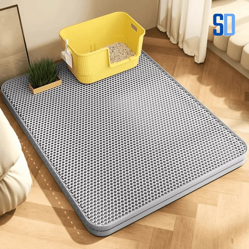 Tapete Duplo Antiderrapante para Areia de Gato – Grande e Lavável