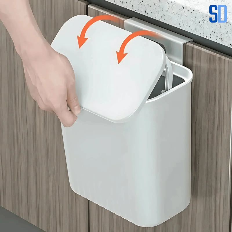 Lixeira Suspensa 9L com Tampa – Fixação Sem Furos