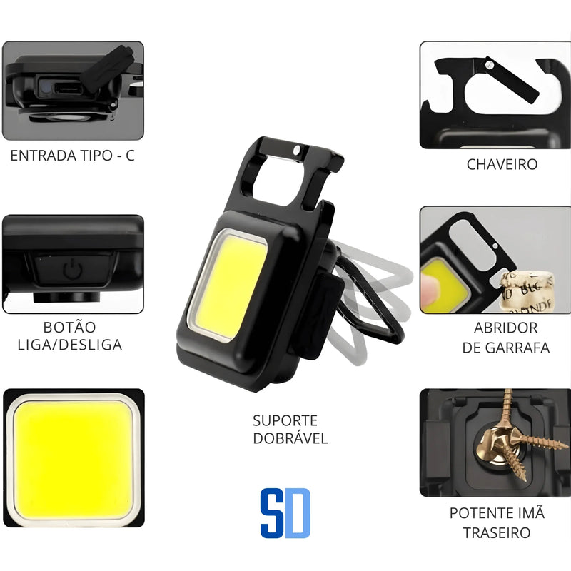 Mini Lanterna LED 4 Funções – Portátil com Chaveiro