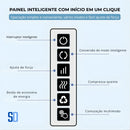 Painel inteligente com botões para interruptor, modo, ajuste de força, compressa quente e economia de energia