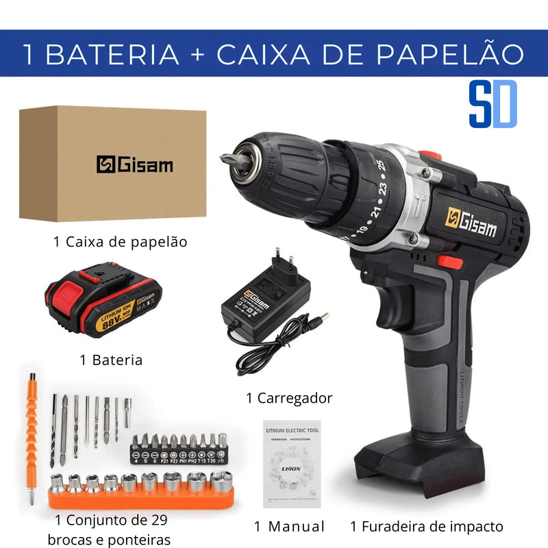 Furadeira de Impacto 21V Sem Fio – Potência e Mobilidade