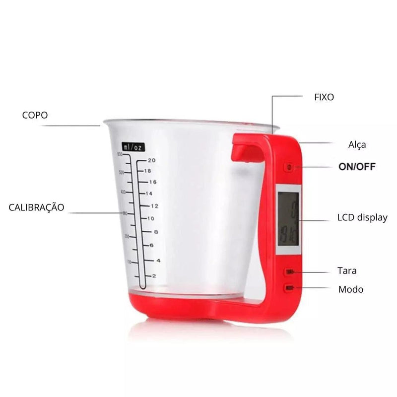 Copo de Medidas Inteligente 3 em 1 - Peso, volume e temperatura - Smart Deal