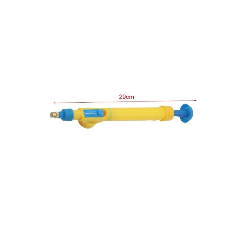 Pulverizador manual amarelo e azul com 29cm, ferramenta para jardinagem e limpeza