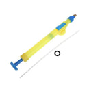 Seringa amarela e azul para reparo com anel e tubo branco, ferramenta de vedação