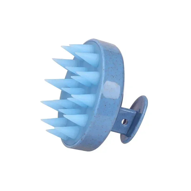 Massageador capilar azul com cerdas pontiagudas para cuidado do couro cabeludo